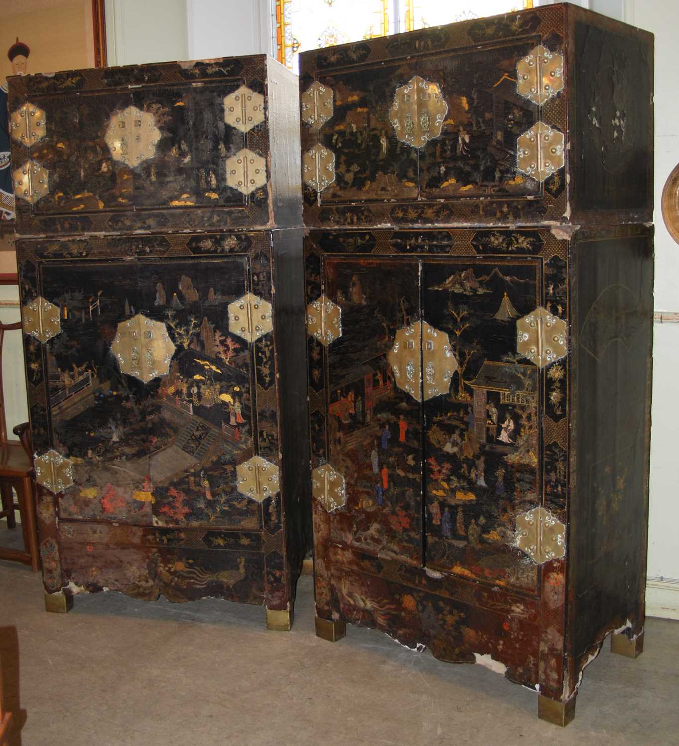 Lot 101 - A pair of Chinese lacquer cabinets, Qing Dynasty