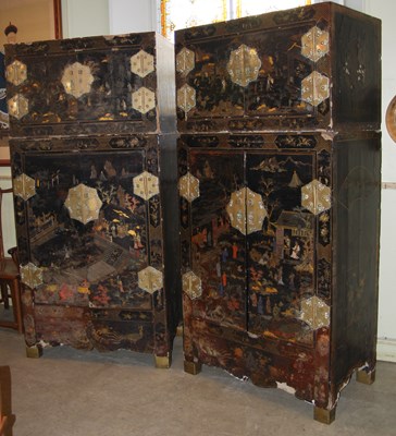 Lot 101 - A pair of Chinese lacquer cabinets, Qing Dynasty