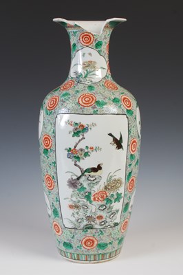 Lot 365 - A Chinese porcelain famille vert vase, Qing...