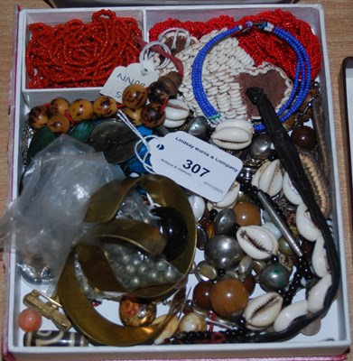 Lot 307 - A small box containing assorted costume...
