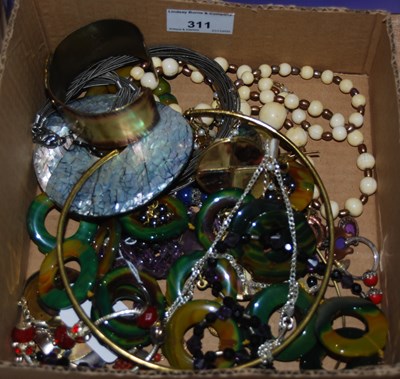 Lot 311 - A box of assorted costume jewellery to include...
