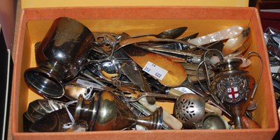 Lot 317 - A box of EPNS and other mixed metalware.
