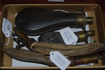 Lot 321 - Four assorted powder flasks.