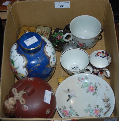Lot 351 - A box of mixed items to include three Japanese...