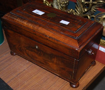 Lot 361 - A 19th century rosewood and brass inlaid tea...