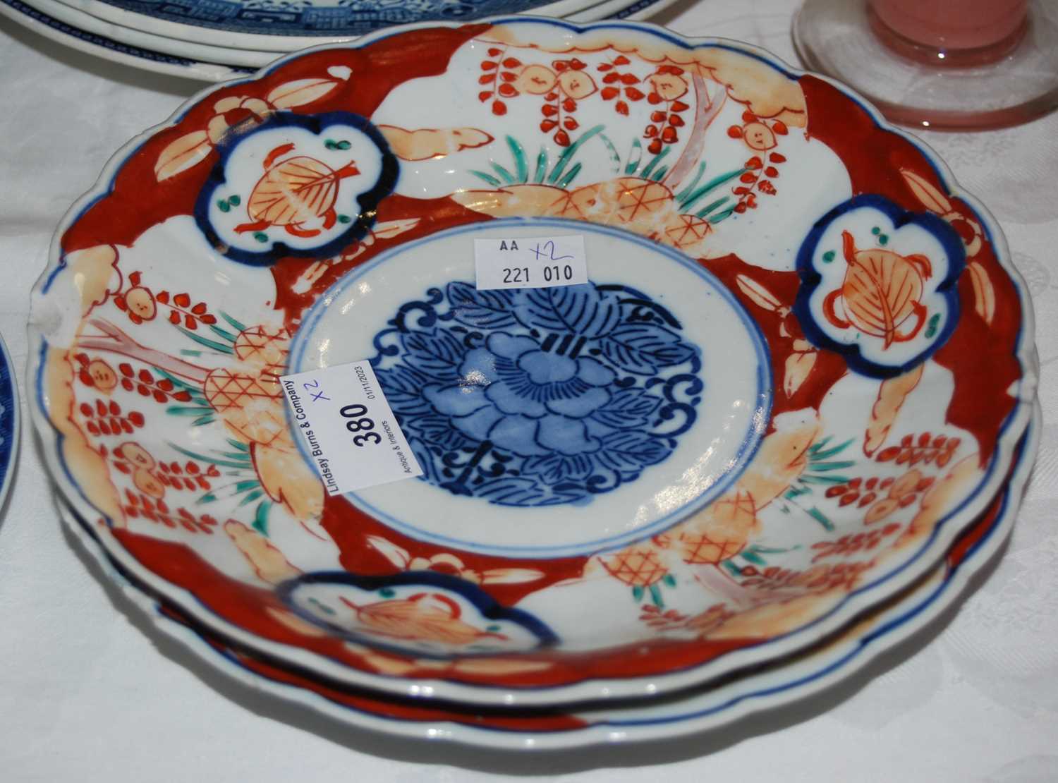 Lot 380 - A pair of 20th century Japanese Imari pattern...