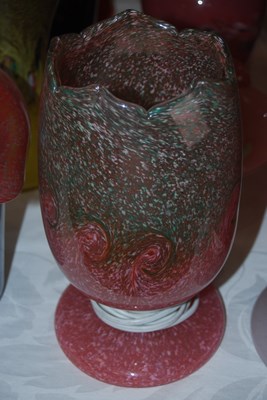 Lot 384 - A Vasart tulip lamp, mottled green and pink...