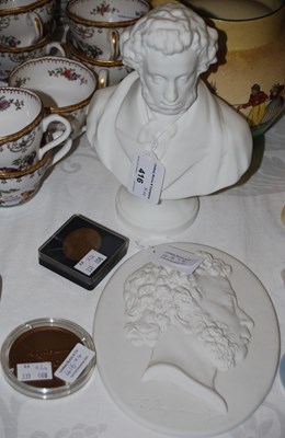 Lot 416 - Alexander Pushkin a plaster of Paris bust,...