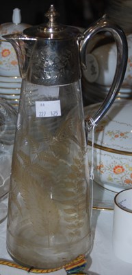 Lot 420 - An EP mounted claret jug with fern etched...