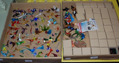 Lot 457 - Two boxes of assorted miniature glass animals,...