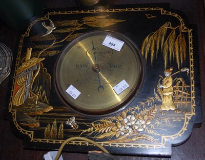 Lot 484 - An Edwardian chinoiserie decorated barometer...