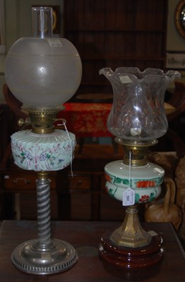 Lot 502 - A 20th century oil lamp, with clear glass...