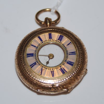 Lot 44 - A vintage yellow metal and enamel half-hunter...