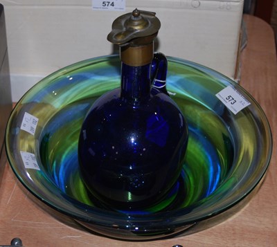 Lot 573 - A 19th century Bristol blue glass brass hinged...