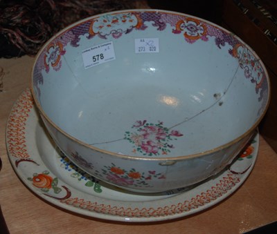 Lot 578 - An 18th century Chinese famille rose bowl,...