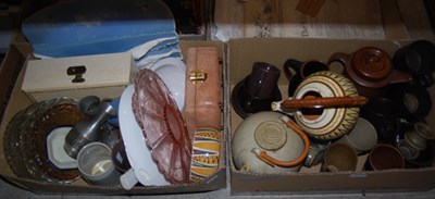 Lot 595 - Two boxes of mixed items to include studio...