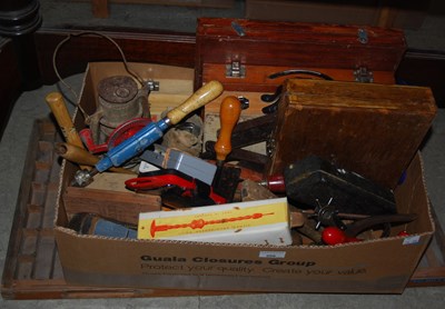 Lot 598 - A box of assorted vintage tools to include...