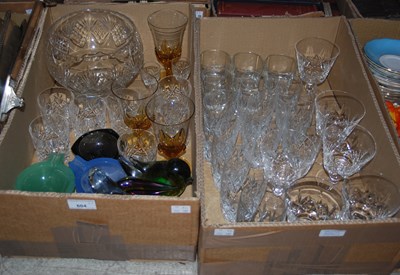 Lot 604 - Two boxes of assorted glassware to include a...