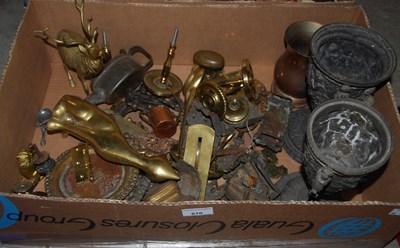 Lot 610 - A box of mixed metalware.