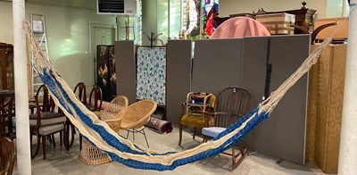 Lot 625 - A coloured cord hammock.