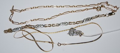 Lot 62 - Two 9ct gold necklaces, 7.9 grams, a...