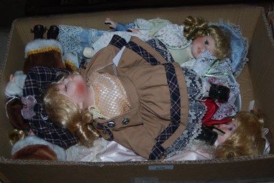 Lot 630 - A box of assorted collectors dolls.