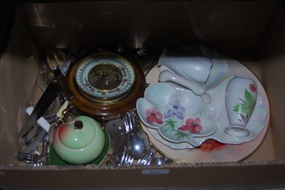 Lot 631 - A box of mixed items to include loose flatware,...