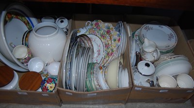 Lot 643 - Three boxes of assorted ceramics, mainly tea/...