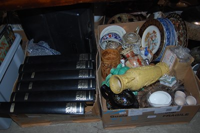 Lot 647 - Two boxes of mixed items to include six folios...