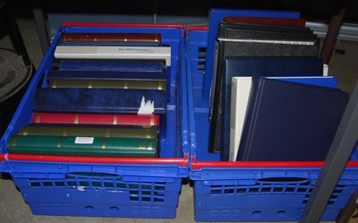 Lot 676 - Two boxes of assorted stamp albums.