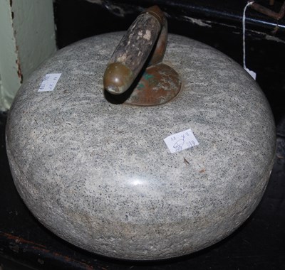 Lot 678 - A pair of granite curling stones with copper...