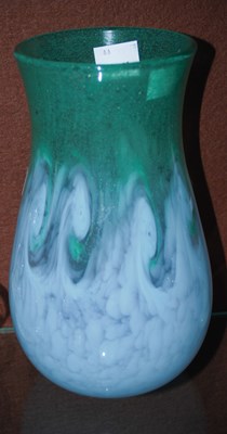 Lot 250 - A Monart vase mottled green and blue with band...