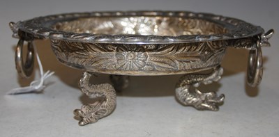 Lot 116 - An Eastern white metal twin handled bowl,...
