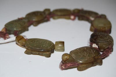 Lot 273 - A carved green stone terrapin/ tortoise...