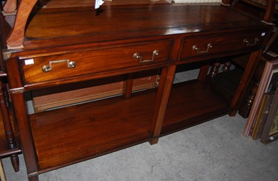 Lot 842 - A reproduction walnut and metal bound console...