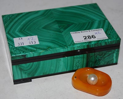 Lot 286 - A mid-century malachite rectangular-shaped box,...