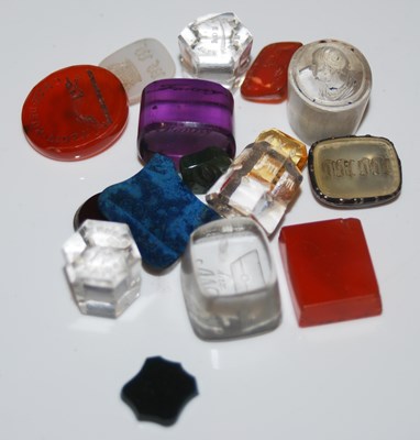 Lot 230 - A collection of assorted glass and stone fob/...