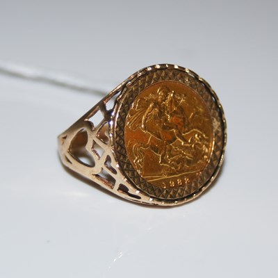 Lot 90 - An Elizabeth II 1982 half sovereign mounted ...