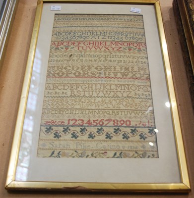 Lot 751 - A 19th century needlework sampler by Sarah...
