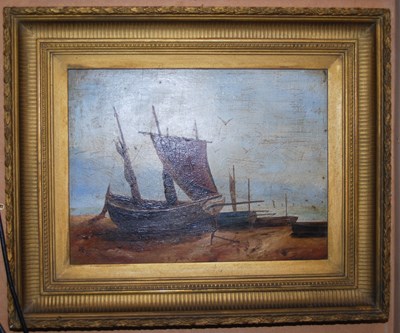 Lot 758 - 19th century British school Beach scene with...