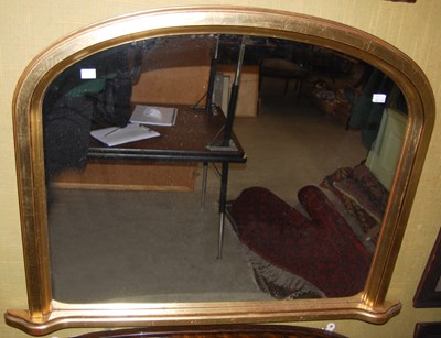 Lot 705 - A gilt framed overmantle mirror, 74cm x 101cm.