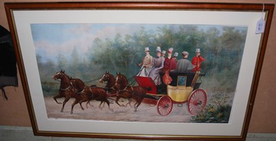 Lot 768 - A coloured coaching print inscribed 'Fantive!...