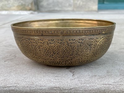 Lot 258 - A 'Veneto-Saracenic' brass bowl, probably...