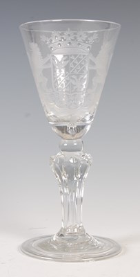 Lot 485 - An 18th century Continental wine glass, the...