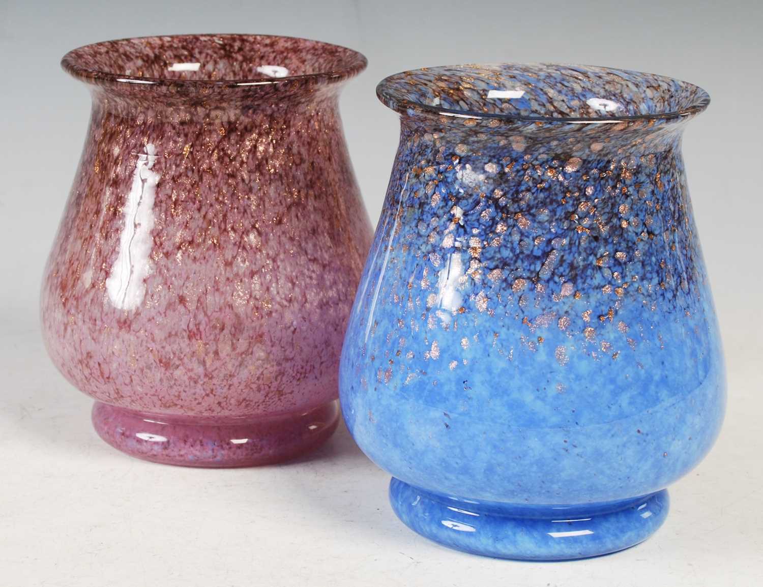 Lot 1 - Two Monart vases, shaped RA, one mottled...
