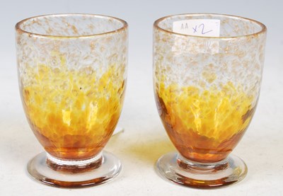 Lot 5 - Two Monart glass tumblers, shape QC, mottled...