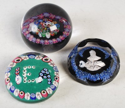 Lot 10 - A Scottish green ground millefiori glass...