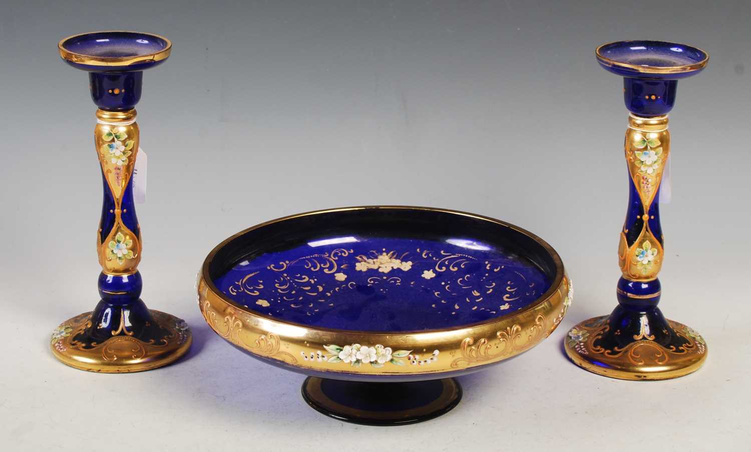 Lot 11 - A Continental blue and gilt glass bowl...