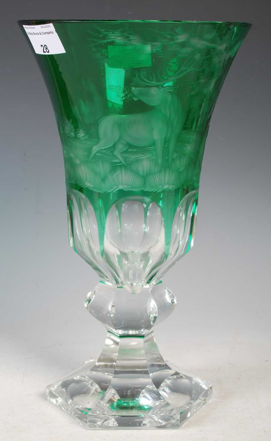 Lot 28 - A 20th century Bohemian green and clear glass...