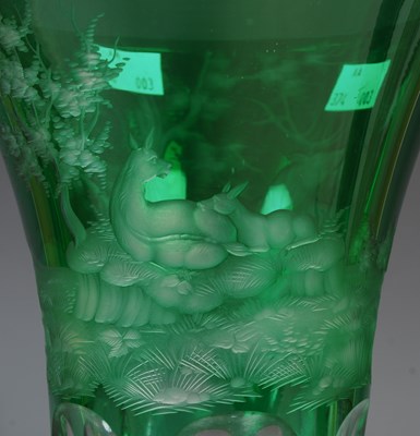 Lot 28 - A 20th century Bohemian green and clear glass...
